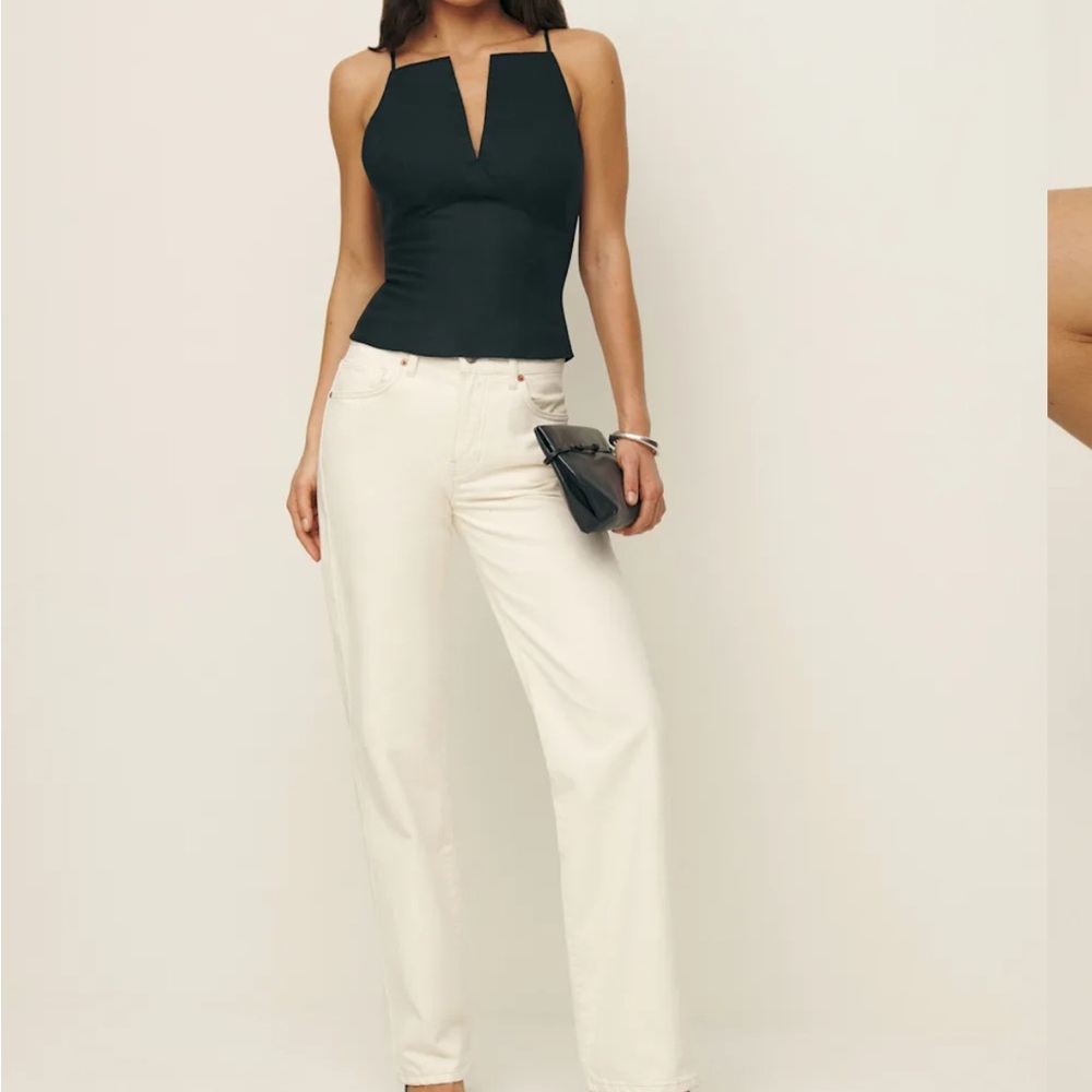 Reformation Black V-Notch Halter Camisole